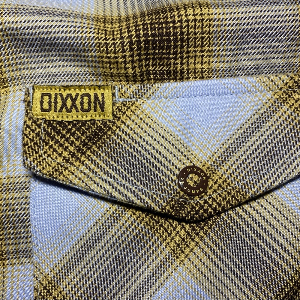 Women's DIXXON yellow and light blue plaid snap-front button-down shirt - Picture 3 of 7